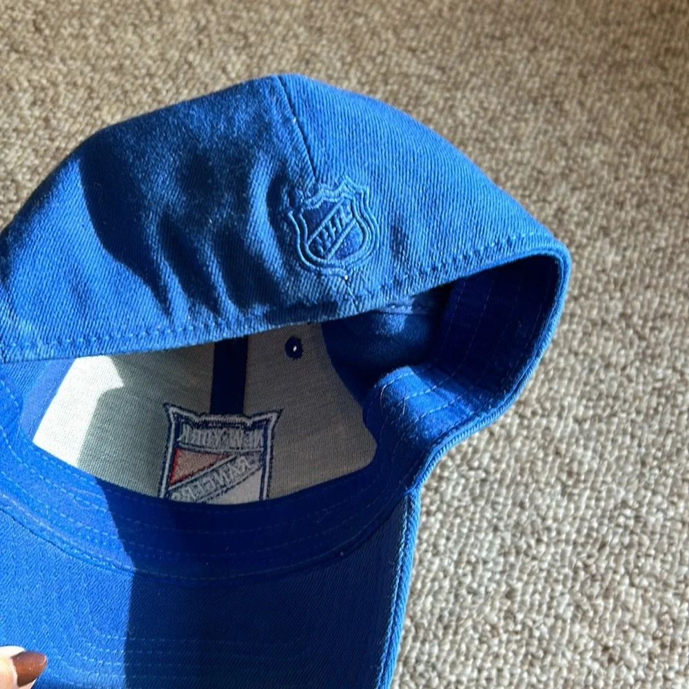 New York Rangers hockey hat in Ranger Blue with patch logo and adjustable size